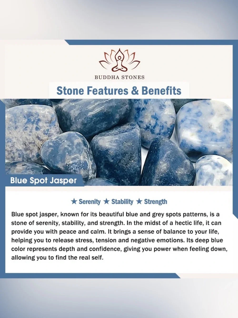 Blue Spot Jasper Crystal Mood Ring with Beaded Band - Stone